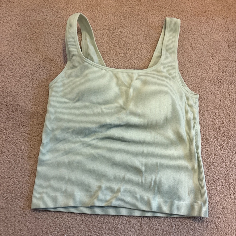 Wallflower Light Green Ribbed Tank Top